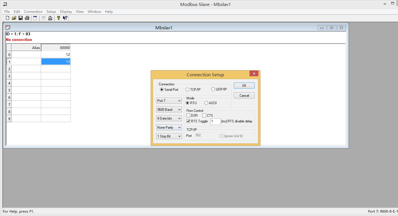 modbus slave 模拟设备